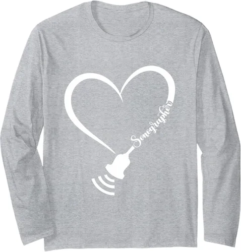 Vista 3 de Camiseta de manga larga Ultrasound Tech Sonographer Heart Ultrasound Technologist, Negro