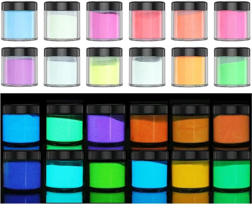 Vista 10 de 12 piezas de pigmento brillante en polvo de mica en polvo de mica de color nacarado en escamas de resina epoxi polvo luminoso para kit de limo