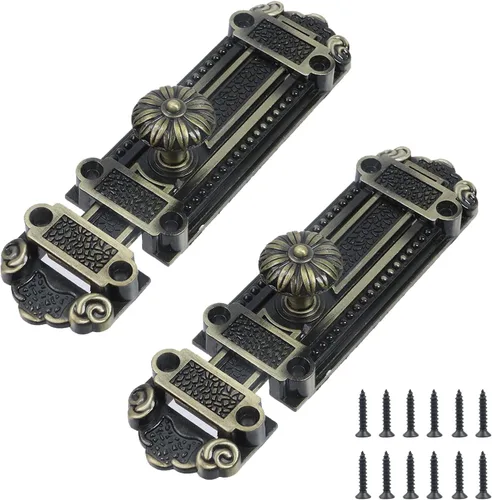 Vista 13 de Geesatis - Cerradura de seguridad para puerta deslizante de 5 pulgadas con tornillos de montaje Bronze Sliding Door Window Latch with Mounting