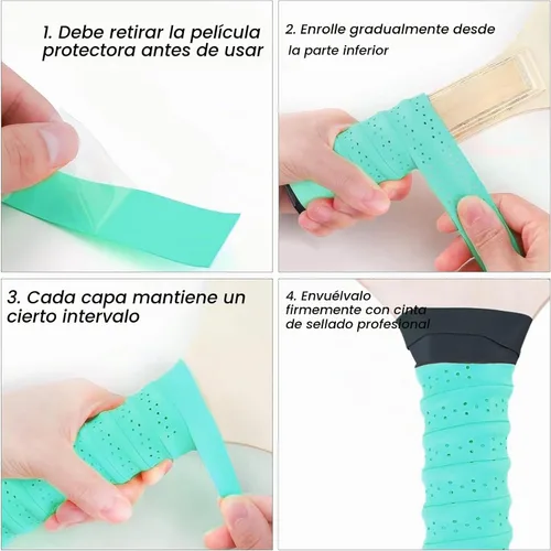 Vista 3 de 6 cintas de agarre de paleta de pickleball antideslizantes, perforadas, superabsorbentes, mango de agarre de pickleball para remo de pickleball