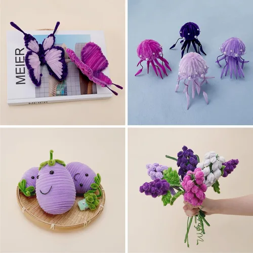 Vista 2 de Caydo 500 piezas de limpiapipas moradas para flores Gradiente Púrpura