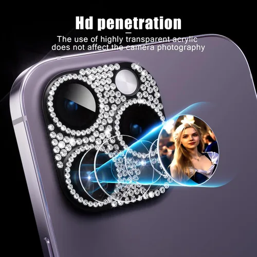 Vista 4 de AKABEILA Compatible con cámara iPhone 11 Pro Max/11 Pro, protector de lente con diamantes de imitación, protección de vidrio templado 9H, Negro