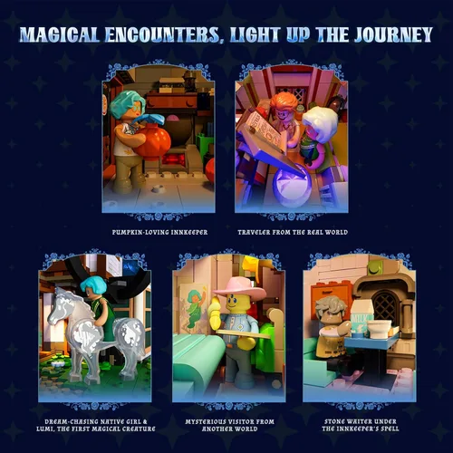 Vista 4 de Lumibricks Sylvan-Inn Treehouse Lighting - Juego de ladrillos de construcción, 3120 piezas, colección de cabaña de hotel elfo, juego de luces LED