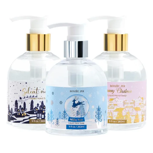 Vista 11 de ROMIIE ZOI Jabón líquido para manos de Navidad con caja de regalo - 260ml / 9 fl. Oz - Paquete de variedad de 3