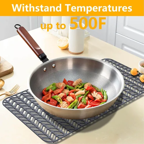 Vista 9 de Protectores de fregadero de cocina de 12 x 11 y 13 x 11 pulgadas, protectores de silicona para fregadero de cocina para la parte inferior del Gris