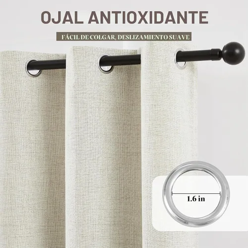 Vista 6 de Anpark Cortinas 100% opacas para dormitorio, cortina opaca de lino estilo granja de 84 pulgadas de largo, juego de 2 paneles, cortinas de ventana