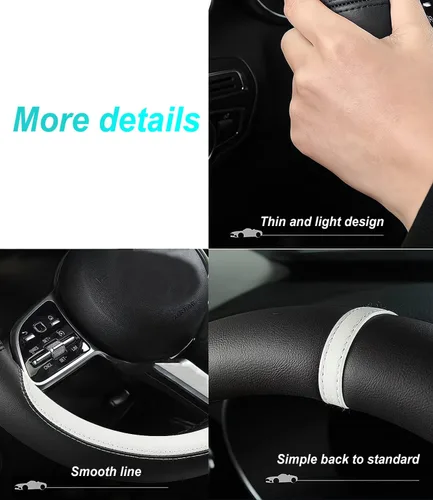 Vista 5 de Funda de volante a medida para Acura, funda de cuero napa antideslizante, diseño exclusivo para accesorios interiores de Acura (beige, para Acura)