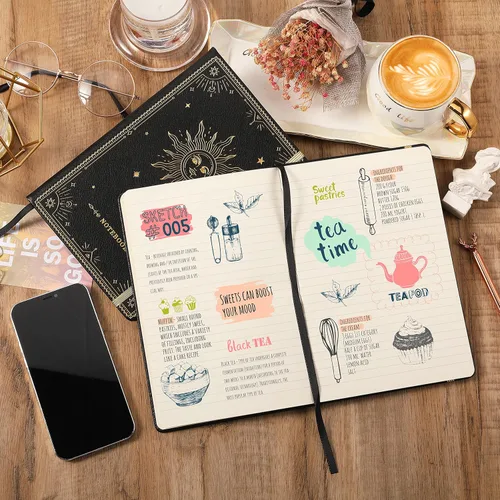 Vista 2 de Artfan Cuaderno/diario rayado – Cuaderno clásico de escritura de piel sintética con papel grueso de alta calidad con bolsillo + separadores