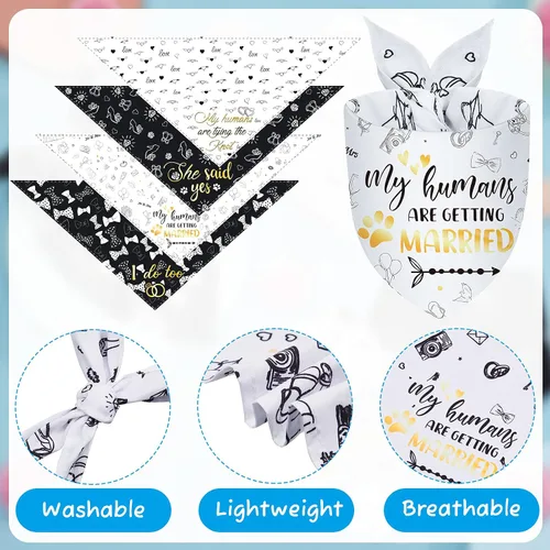 Vista 3 de Frienda 4 unidades My Humans are Getting Married Dog Bandana She Said Yes para fotos de compromiso de boda, traje de boda para perro, regalo