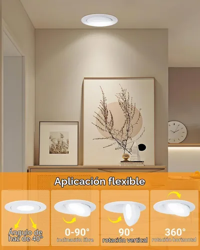Vista 2 de POPANU 7W luces LED empotrables de 3 pulgadas con cardán giratorio, luz descendente direccional ajustable en 360°, iluminación de embutido regulable