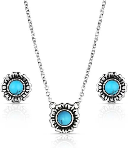 Vista 34 de Montana Silversmiths Conjunto de joyería de estilo occidental con turquesa elaborada a mano: aretes y collar