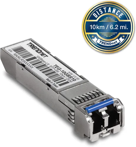 Vista 4 de TRENDnet SFP to RJ45 10GBASE-LR SFP+ Módulo LC monomodo, TEG-10GBS10, hasta 6.2 mi (6.2 millas), Transceptor SFP conectable en caliente, Conector LC