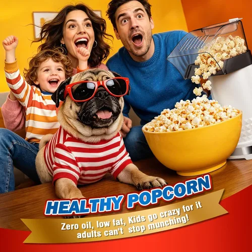 Vista 8 de Máquina de palomitas de maíz con taza medidora para derretir mantequilla, máquina de palomitas de maíz rápida y fácil para reuniones familiares, sin