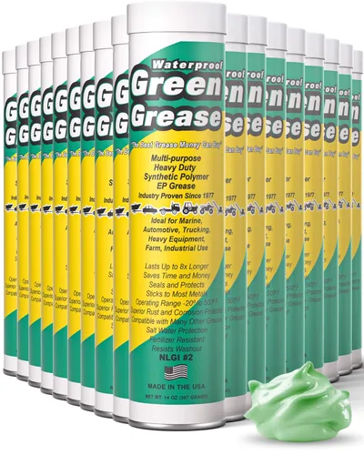 Vista 9 de Tubo de grasa verde ultra resistente (3 onzas, paquete de 3) – NLGI 2, alta temperatura, resistente al agua, grado marino, resistente a