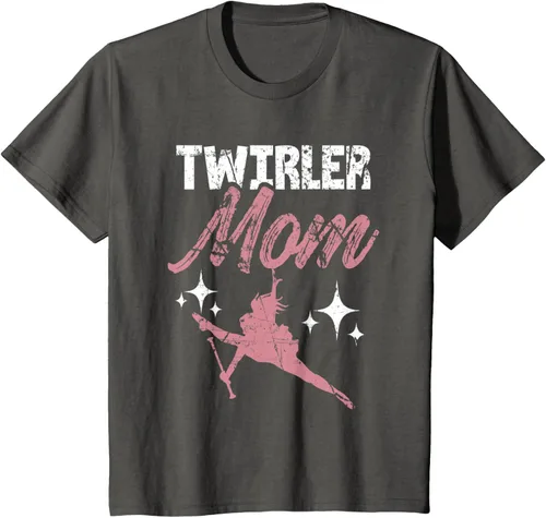 Vista 29 de Twirler Mom Baton Madre Majorette Funny Gymnastic Twirling T-Shirt Negro