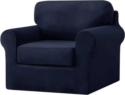 Vista 64 de UNBBRRL Fundas de sofá de 3 piezas para sofá, funda de terciopelo elástico para sillón con 1 funda de cojín de asiento y 1 funda de respaldo
