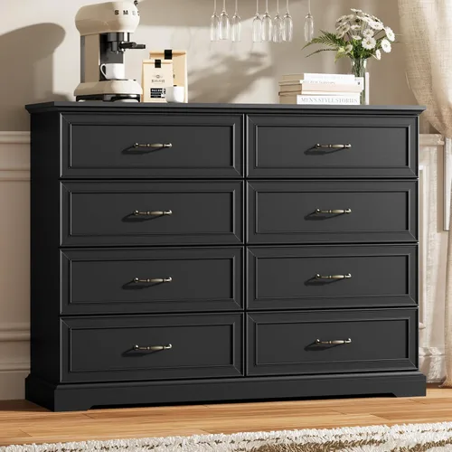 Vista 22 de Thacuok Cómoda de 3 cajones para dormitorio, cómoda de madera de 24 pulgadas de ancho, cómoda rústica de granja con cajones grandes y asas de metal