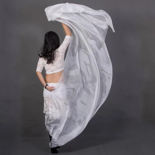 Vista 19 de Nimiman Mujeres 100% Seda Real Vientre Danza Velos Bailando Mano Bufandas Color Gradual Tamaño Adulto