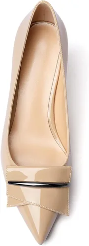Vista 3 de Mettesally Zapatos de tacón de gatito para mujer, punta cerrada, cómodos, tacones medios, sin cordones, para boda, fiesta, casual, oficina