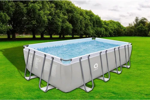 Vista 5 de JLeisure Avenli 17776 - Piscina rectangular sobre el suelo con marco de acero, de 18 x 10 x 4 pies, con kit de reparación, color gris