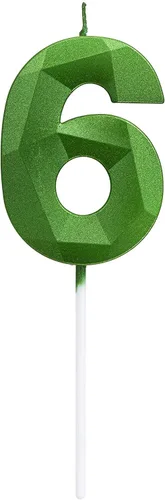 Vista 7 de Velas verdes para pastel de cumpleaños, velas con números de pastel de boda, diseño 3D para decoración de pastel para fiesta (verde, número 1)