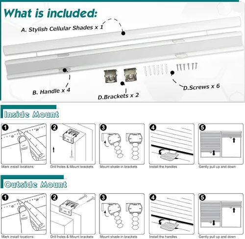 Vista 7 de Persianas opacas sin cordones para ventanas de interior, persianas celulares para el hogar, cocina, dormitorio