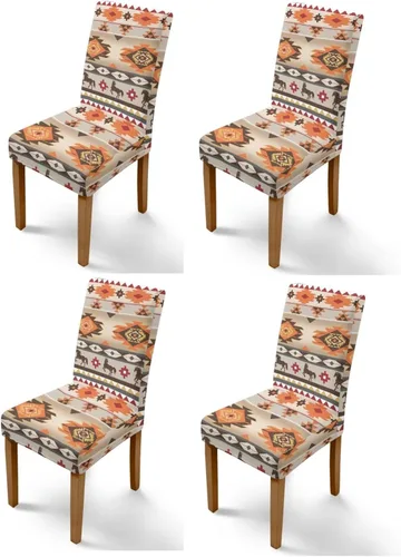 Vista 45 de Rnyleeg Juego de 1 fundas para sillas étnicas para sala de estar, sin brazos, estampado tribal azteca, elásticas, fundas protectoras para sillas