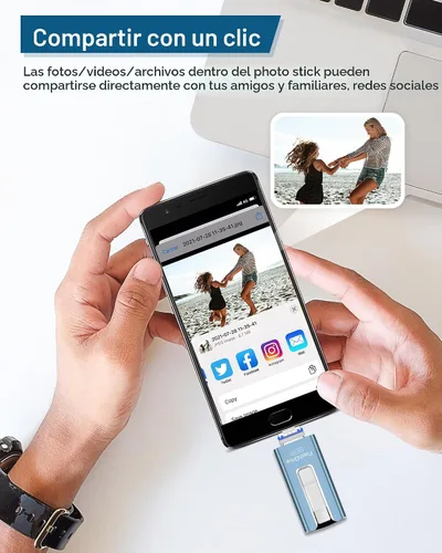 Vista 8 de Unidad flash USB de 256 GB para teléfono y almohadilla, memoria USB externa de alta velocidad para guardar más fotos y videos (azul, 256 GB)