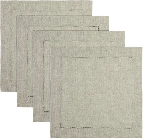 Vista 45 de Solino Home Juego de 4 manteles individuales cuadrados de 14 x 14 pulgadas, lino 100 % puro, de 14 x 14 pulgadas, dobladillo clásico, lavables a