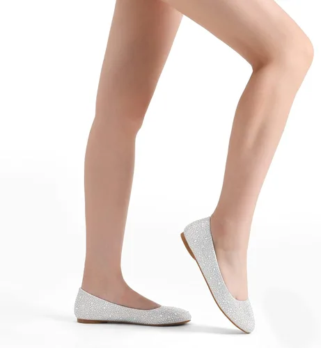 Vista 5 de DREAM PAIRS Sole-Shine - Zapatos planos de ballet con diamantes de imitación para mujer