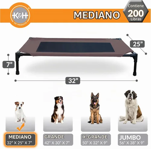 Vista 5 de K&H PET PRODUCTS - Cuna elevada para mascotas con centro de malla, varios tamaños Malla Chocolate/Negro