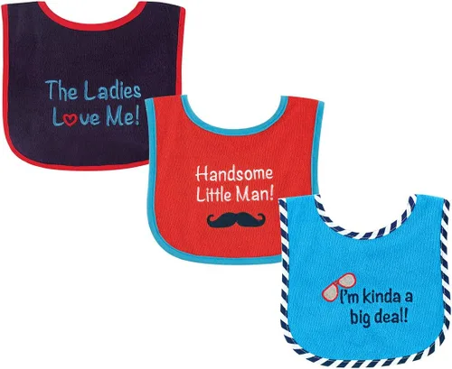 Vista 19 de Luvable Friends Baby Cotton Terry Drooler Bibs with PEVA Back, Transportation, One