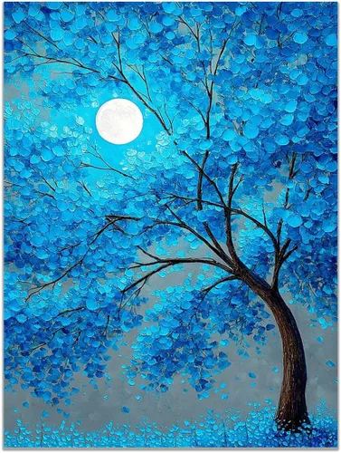 Vista 29 de VOCBAN Modern Artwork Colourful Tree Of Life Wall Art Canvas Picture Print Painting Botanical Artwork for Bathroom Living Room Bedroom(blue blue 80