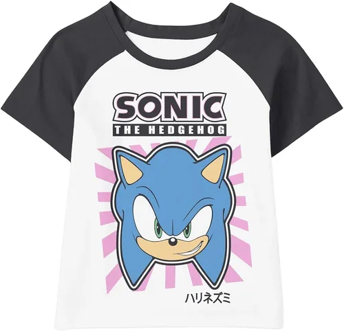 Vista 3 de Bioworld Sonic The Hedgehog Sonic Checkers - Paquete de 4 camisetas para niñas jóvenes
