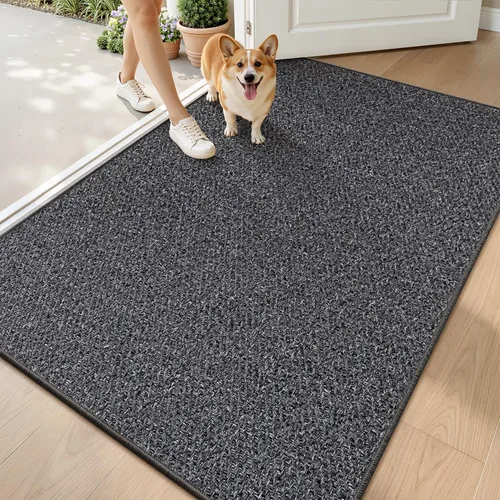 Vista 35 de LUMI Tapete ultradelgado para puerta de interior de 17 x 30 pulgadas, tapete de entrada antideslizante, tapete de perfil bajo, tapete de diseño