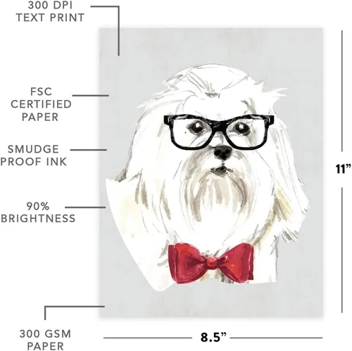 Vista 46 de Andaz Press Póster impreso para pared de perro, 8.5 x 11 pulgadas, Bulldog inglés con gafas negras, 1 paquete, regalo de cumpleaños de Navidad, sin
