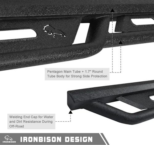 Vista 4 de IRONBISON Estribos laterales para camiones Titan Crew Cab 2004-2026