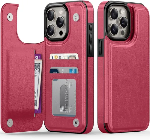 Vista 46 de FUNMIKO Funda tipo cartera para iPhone 15 con tarjetero + clip para efectivo, bloqueo RFID, protección contra caídas de grado militar y obras