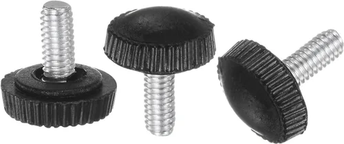 Vista 24 de uxcell 20 pomos moleteados de rosca métrica macho M4 x 0.236 in, pomos de sujeción de tornillo de pulgar, mango de plástico con perno roscado