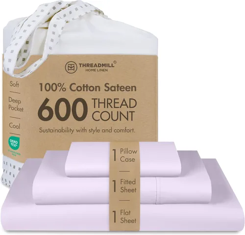Vista 16 de Threadmill Sábanas de tamaño matrimonial, 100 % algodón puro de 600 hilos, 4 piezas, damasco, gris oscuro, calidad de hotel, sábanas de algodón
