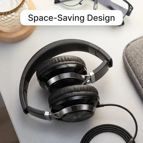 Vista 6 de Artix CL750 audífonos plegables con aislamiento de sonido, supraaurales, con cable, con micrófono y control de volumen, audífonos estéreo