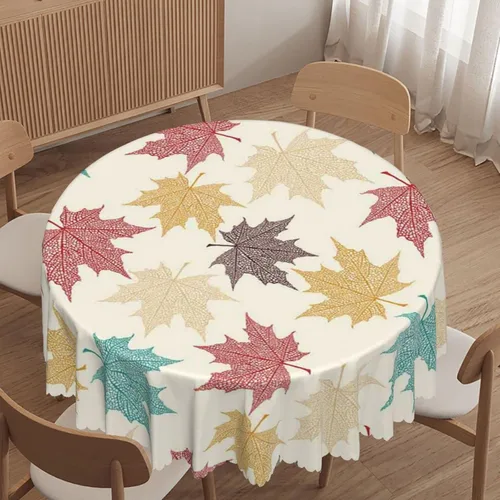 Vista 13 de Mantel redondo con patrón náutico, tela impermeable, reutilizable, lavable, a prueba de derrames, resistente a las arrugas, para cocina, boda