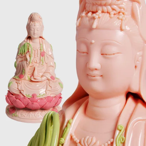 Vista 11 de ART PARK Estatua de Guan Yin de cerámica superior – Hecho a mano Quan Yin, Kwan Yin, Quan Am, Kuan Yin, Estatua de Guanyin para altar de meditación