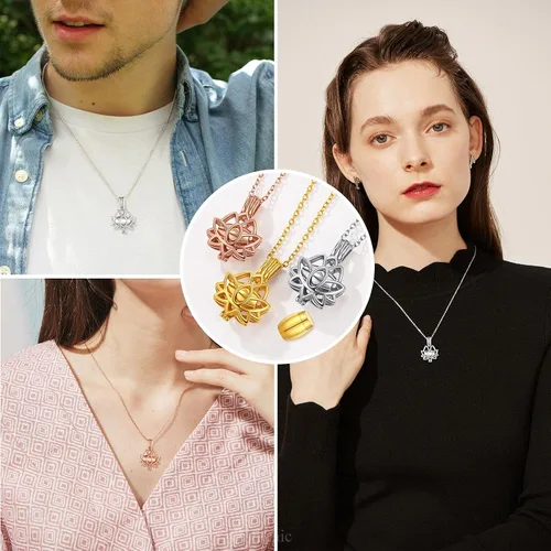 Vista 17 de FindChic Collares personalizados con urna para cenizas, barra vertical, gato, luna, reloj de arena, garra de perro, acero inoxidable, chapado en oro