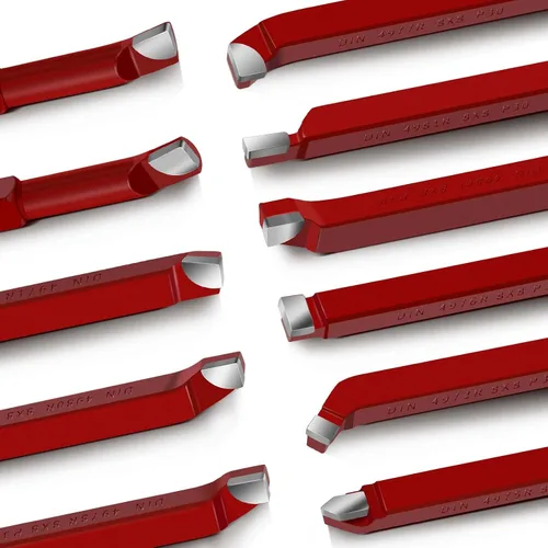Vista 10 de 10 piezas de herramientas de corte de torno de metal de 1/4", juego de herramientas de corte de punta de carburo C-6, kit de herramientas de corte