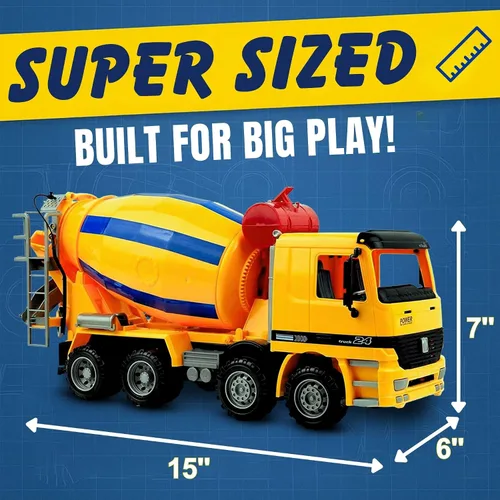 Vista 5 de Liberty Imports Camión de construcción de gran tamaño de 15 pulgadas para niños, vehículos a escala 1:22 con piezas móviles realistas