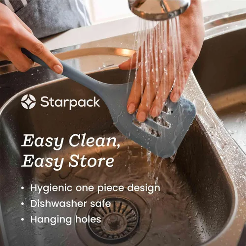 Vista 3 de Starpack - Cuchara ranurada de silicona «Let it Drain» (10.6 pulgadas), cuchara pequeña con ranuras para cocinar, resistente al calor hasta 600 °F