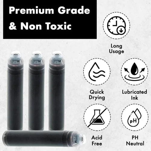 Vista 3 de Pen Savings Cartuchos de tinta para pluma estilográfica, paquete de 24, tamaño estándar internacional, longitud 1.5 pulgadas, diámetro de 0.102 in