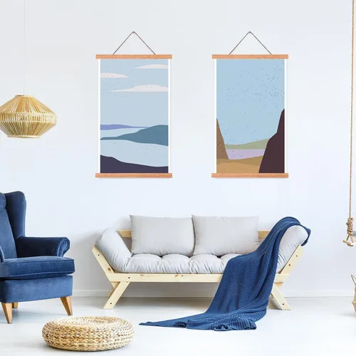 Vista 4 de Kanayu - Paquete de 6 marcos magnéticos para colgar pósteres, marco de madera ligera, 12 pulgadas, madera Kit de madera de teca para colgar