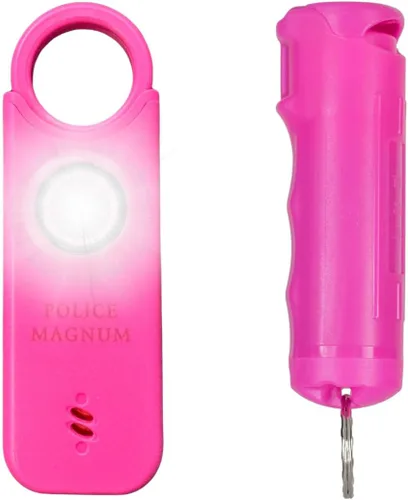 Vista 10 de Police Magnum Alarma de seguridad personal y spray de pimienta Combo de autodefensa para mujeres, sirena ruidosa de 135 db con luz y máxima fuerza